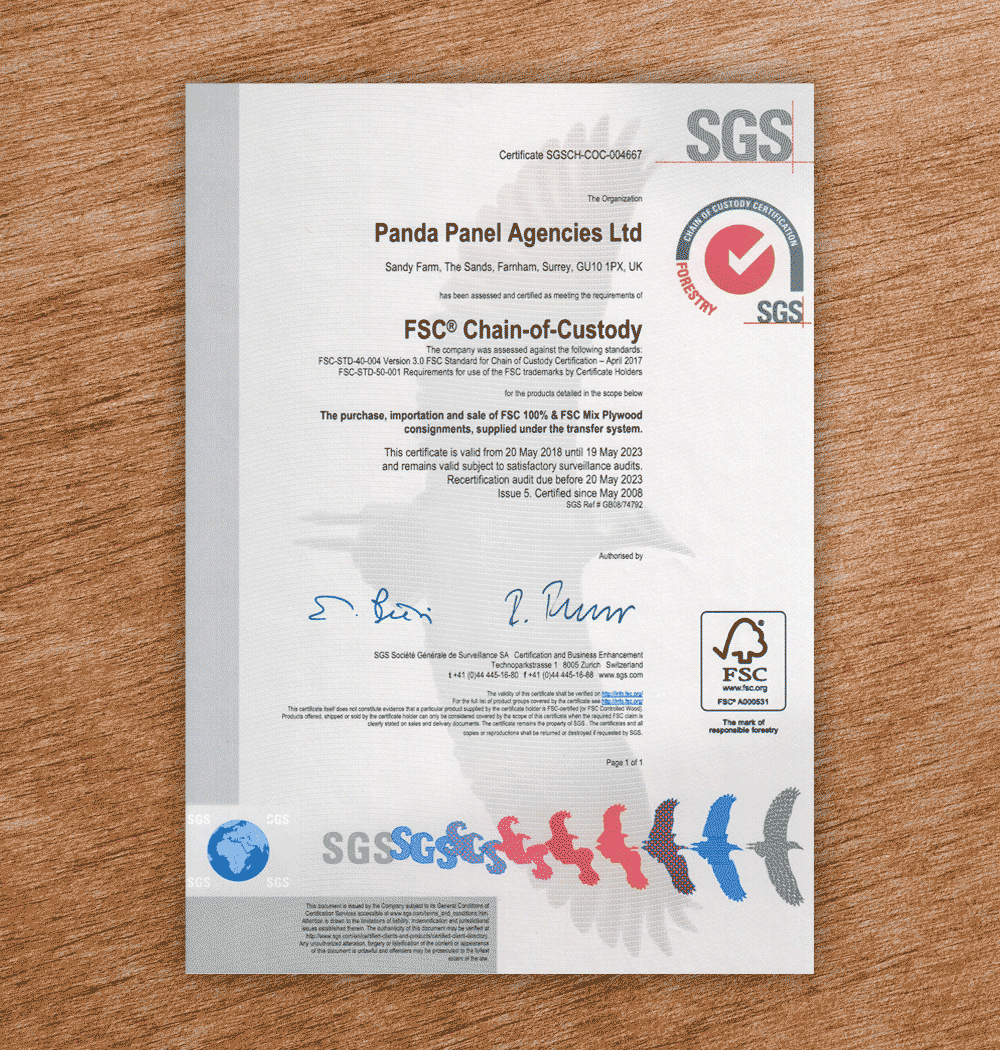 Download Panda Panels FSC Certificate