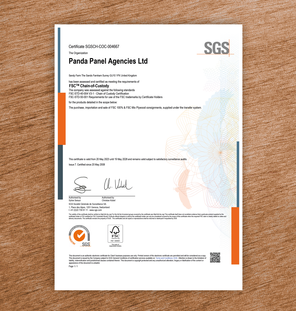Download Panda Panels FSC Certificate