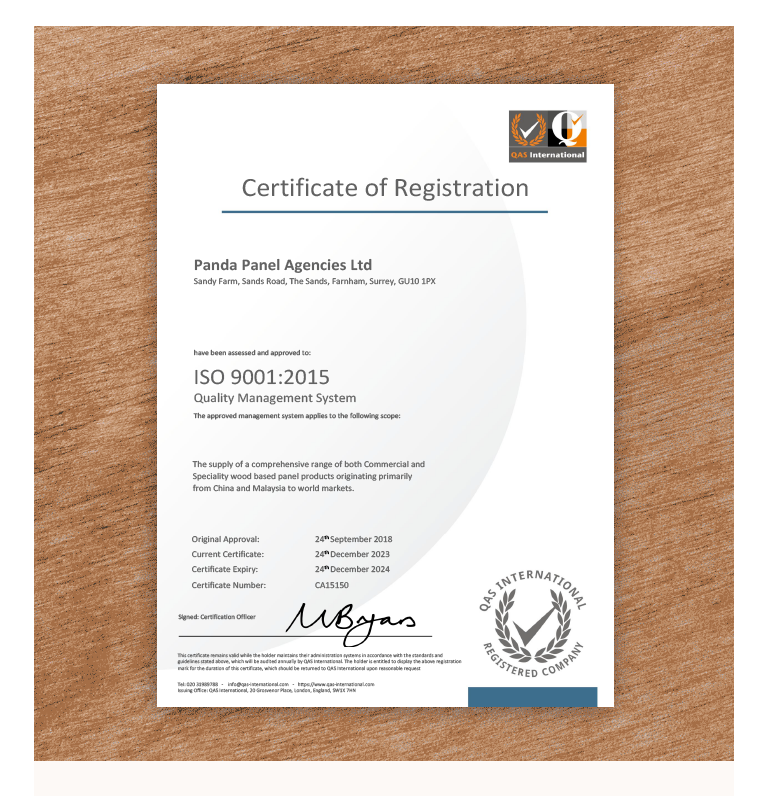 Download Panda Panels ISO Certificate